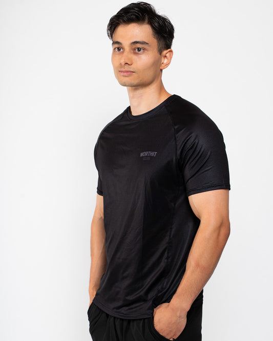 HYBRID - T-SHIRT WORTHIT CLUB (ZWART)