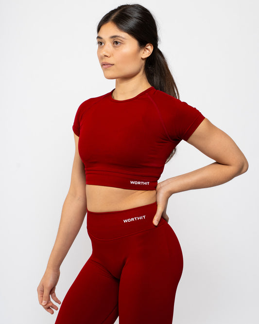 Origin Crop Tee - Robijnrood